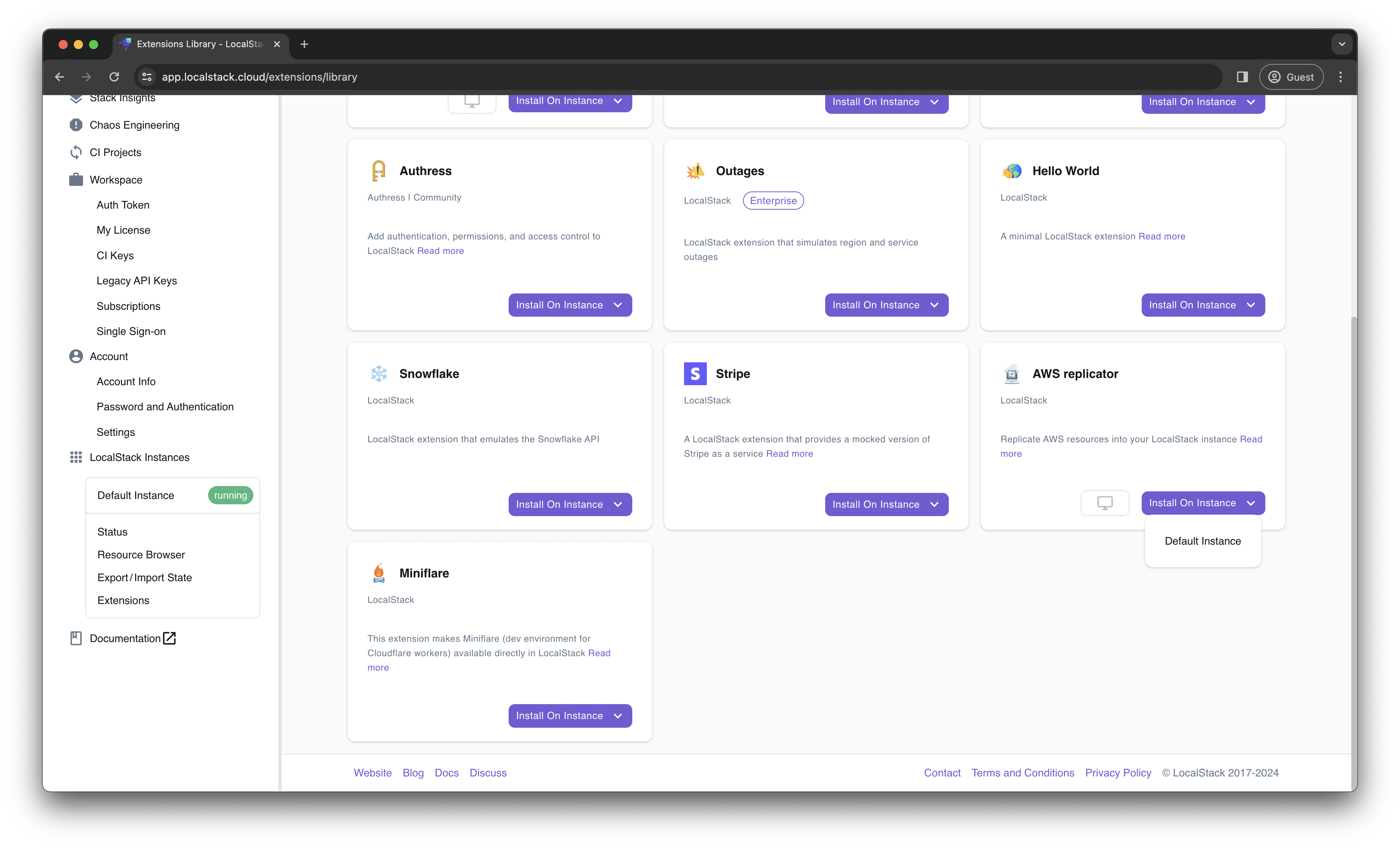 Installing AWS Replicator extension